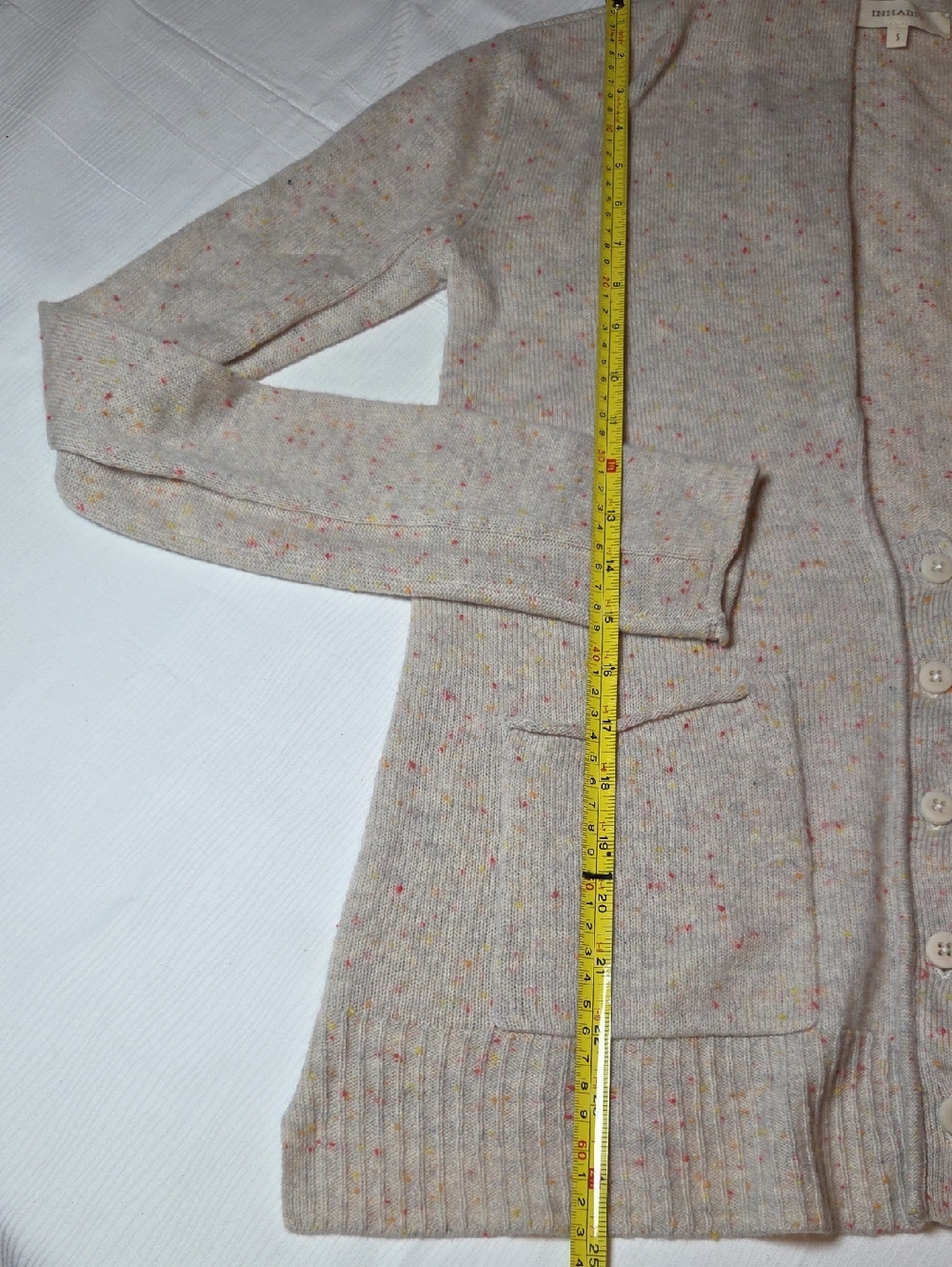 Inhabit /100% Cashimere Beige Speckled Button-Front Cardigan,,sz S. - Picture 7 of 7